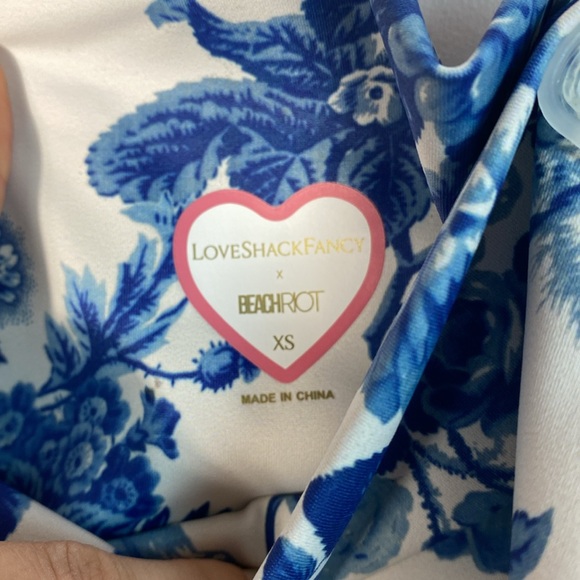 LoveshackFancy x Beachriot High Waist blue and white floral leggings size XS - Picture 4 of 9